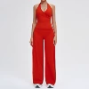 3109 vest+5529-1 wide-leg pants—big red