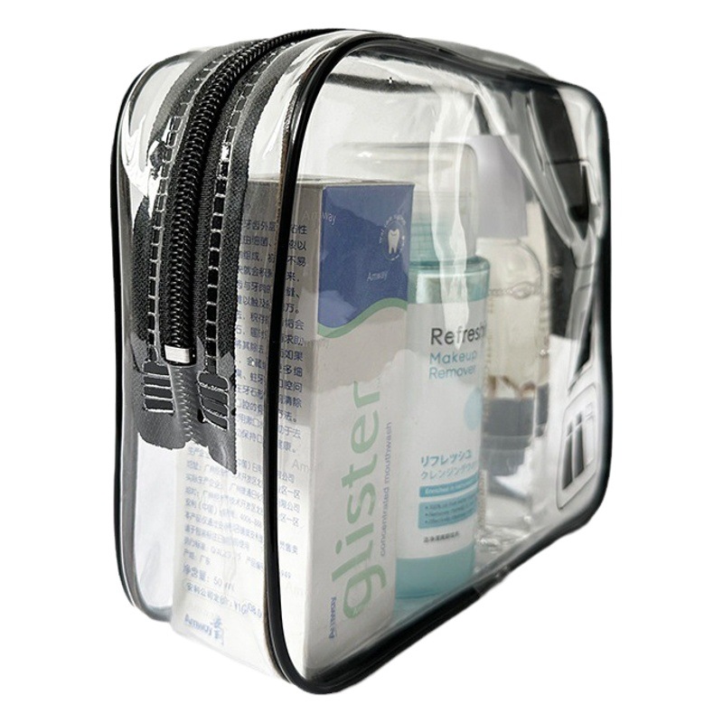Bolsa de cosméticos de PVC transparente TPU bolsa de lavado de almacenamiento de viaje bolso cosmético cremallera bolsa de voltaje image 1