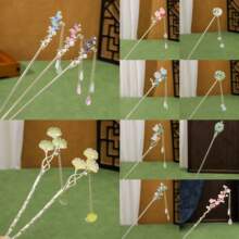 古风流苏发簪女新中式盘发步摇簪子现代旗袍发张发钗子头饰花卉