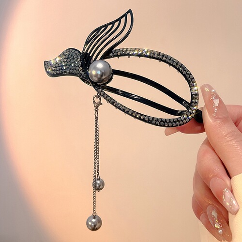 New fishtail twist hairpin hairpin on the back of the head high-end tassel headwear female grabber ancient style mother hairpin
