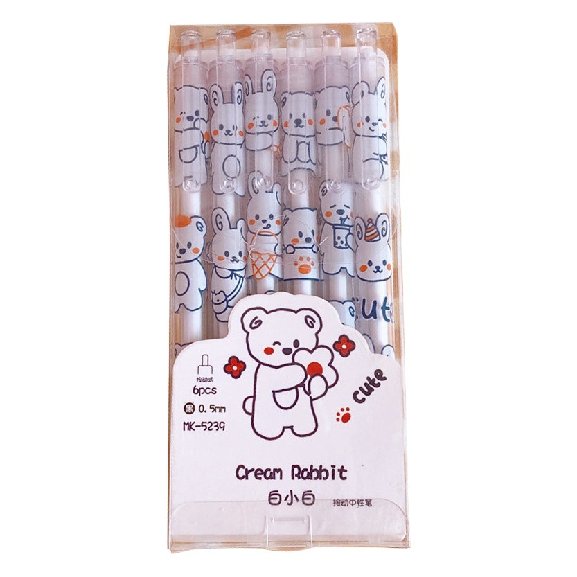 Tengyi push gel pen ins lindo creativo 0,5 estudiante examen agua pluma firma pluma papelería 6 pack
