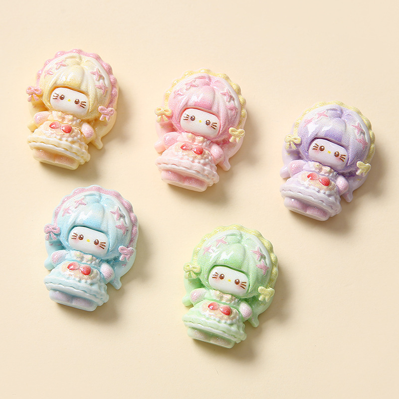 Cartoon Little Sheep and Kitten Cream Accessories DIY Resin Phone Case Cup Sticker Hairpin Keychain Cream Glue Accessories