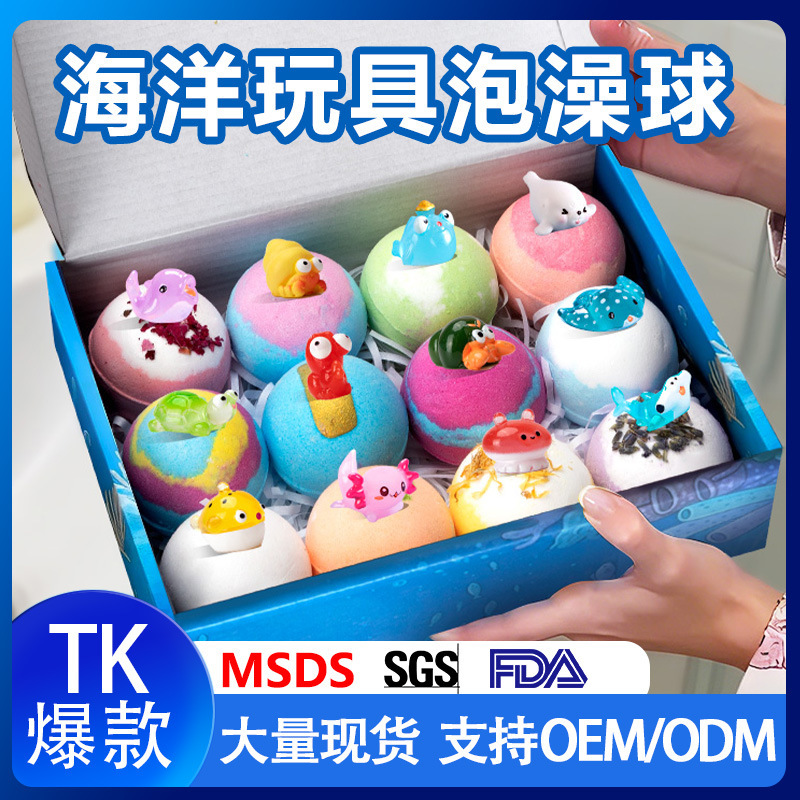 Tk's Popular Children's Bath Bomb with Hidden Toys, Fun Bubble Bath Gift Box for Babies, Super Fun Bubble Bath Salt Balls with Essential Oils