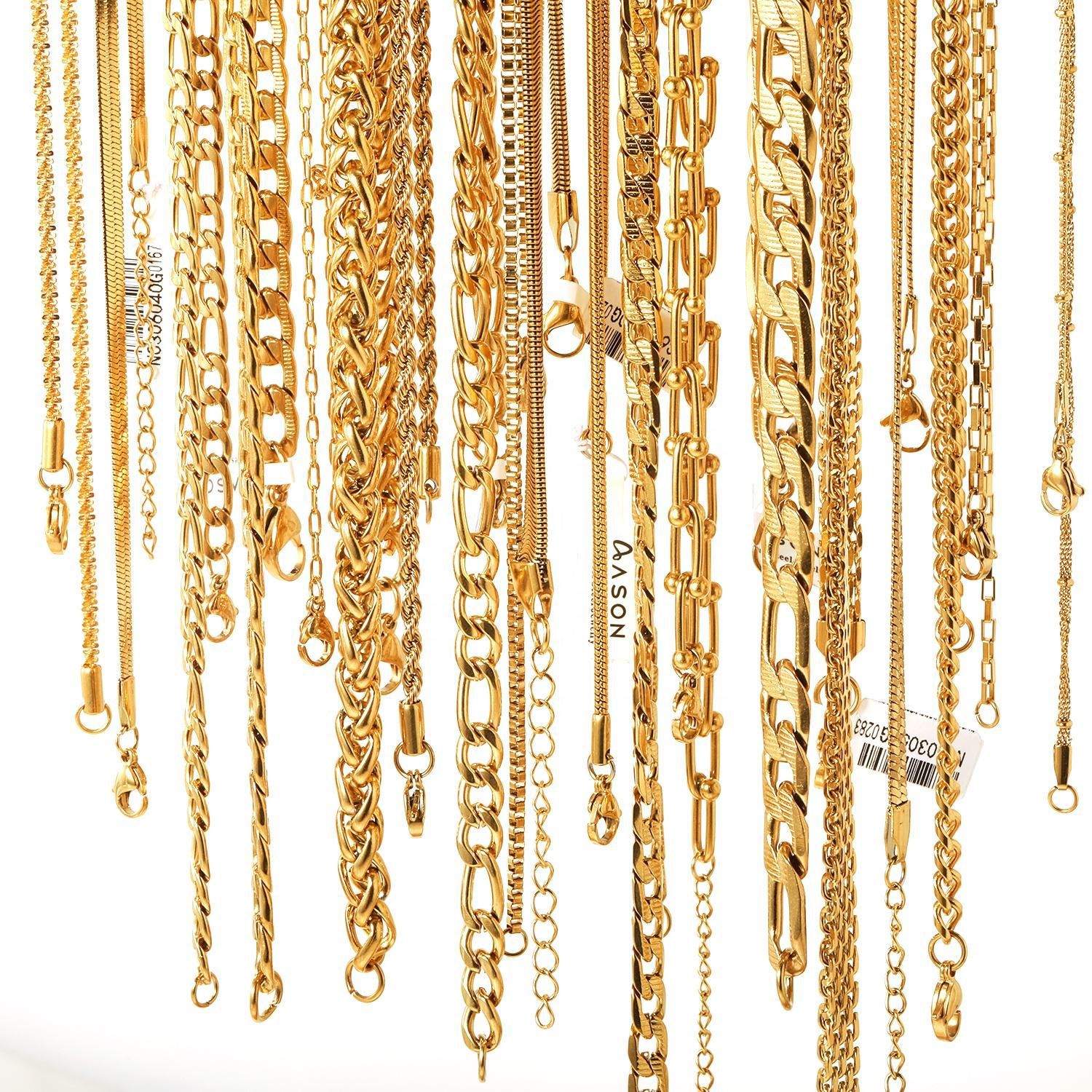 欧美跨境爆款素链项链时尚潮流金属十字链配链不锈钢链条厂家批发