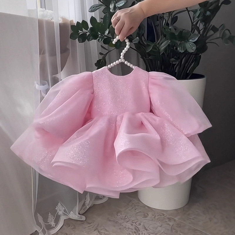 European And American Cross-border Girls' 2026 Model Children's Princess With Puff Sleeves Piano Dress For Baby Girl's_voghion.com