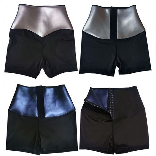 Cross-border women's high-waisted belly-controlling fitness pants, sweat-resistant breasted nine-point pants, sports yoga pants, sweat-resistant body-shaping pants, shorts