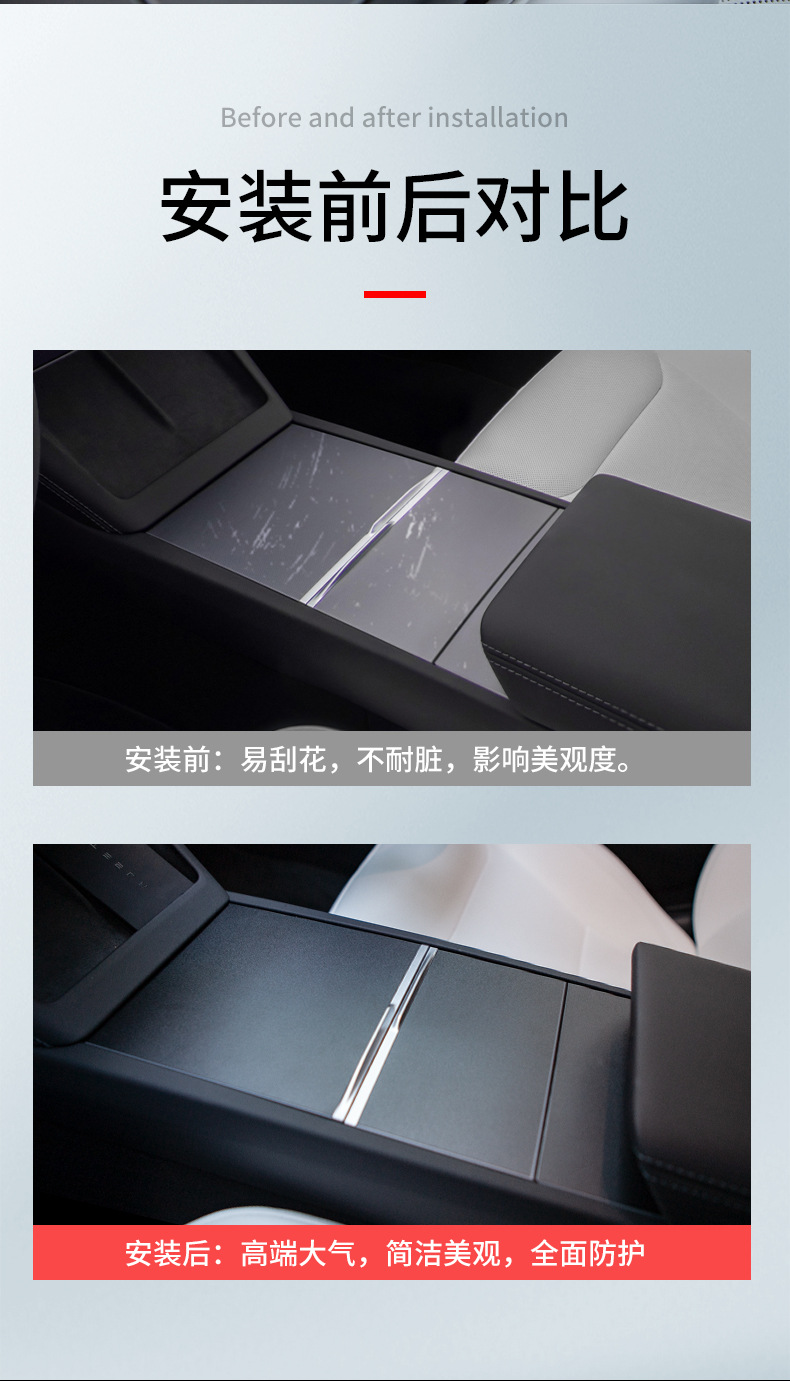 Suitable for Tesla's New Version of Model Y3 Central Control Armrest Pc Protection Patch Tesla Interior Protection Patch