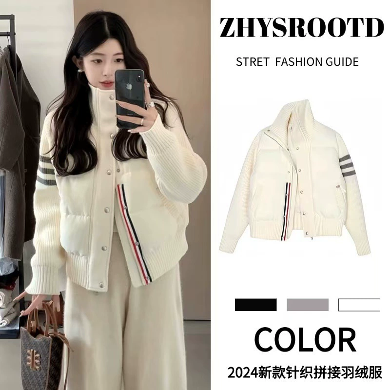 Модная трикотажная одежда из хлопка для женщин, новая короткая модель для миниатюрных фигур, свободная куртка, защищающая от холода, зимнее пальто в корейском стиле.