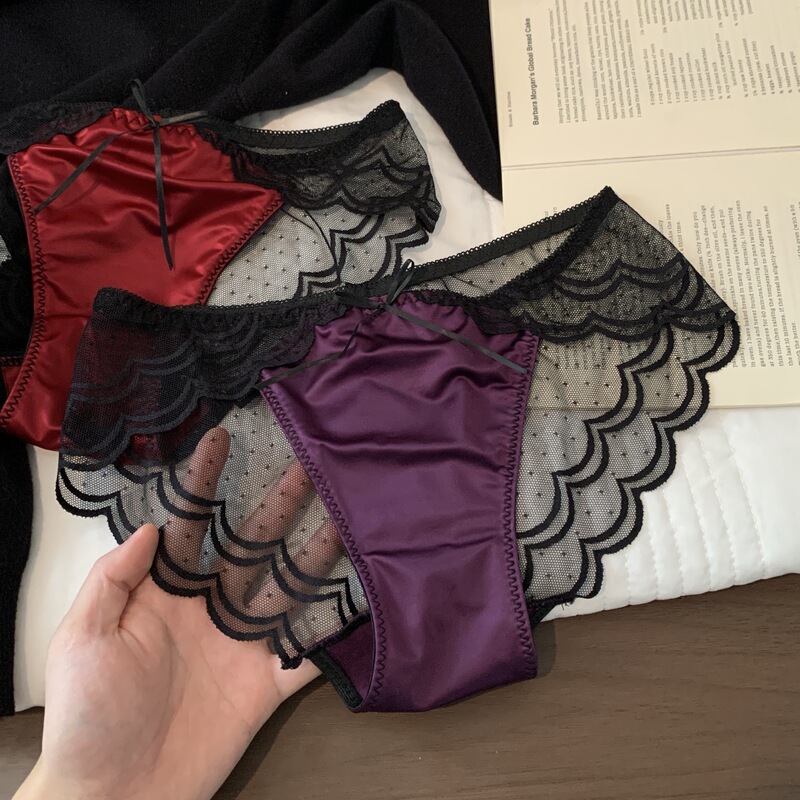 Purple Star Glamour~ Sexy Mature Lady Luxurious Lace Satin Women's Underwear Seamless Transparent Tempting Hip-Hugging Briefs Purple Star Glamour~ Sexy Mature Lady Luxurious Lace Satin Women's Underwear Seamless Transparent Tempting Hip-Hugging Briefs