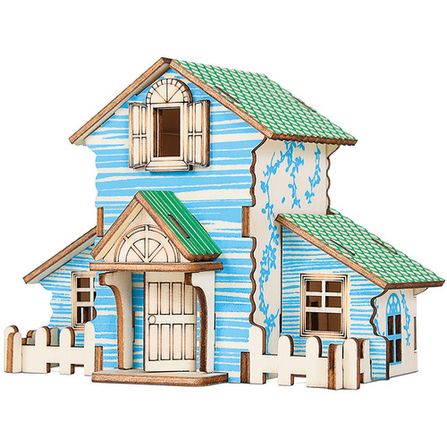 Wooden grounds for children and girls to assemble handmade ornaments diy assembled cabin model building wood small house puzzle
