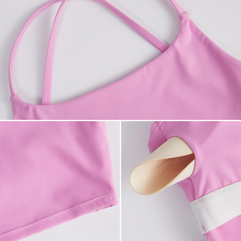 Nuevo conjunto de yoga transfronterizo femenino de belleza de espalda deportiva al aire libre delgado abdomen ajustado ropa de fitness