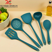 墨绿色硅胶厨具套装硅胶锅铲食品级耐高温硅胶勺子硅胶铲厨房工具