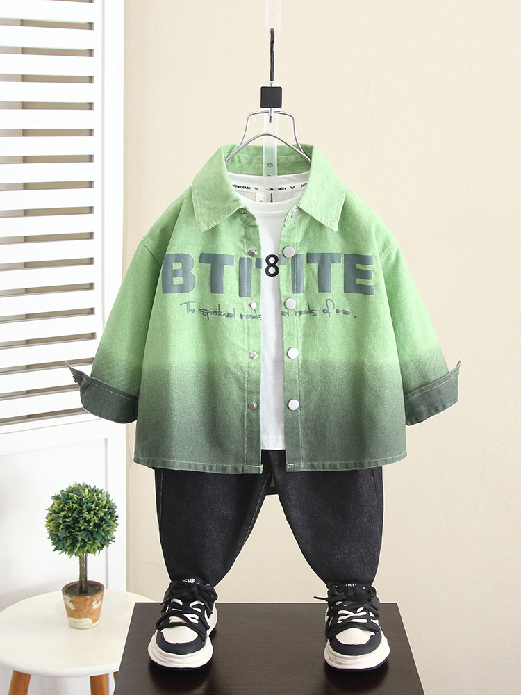 5895 Chaqueta de camisa de otoño para niños 2025 Nuevo estilo de estilo occidental para bebés Primavera y otoño Camisa de manga larga de moda para niños