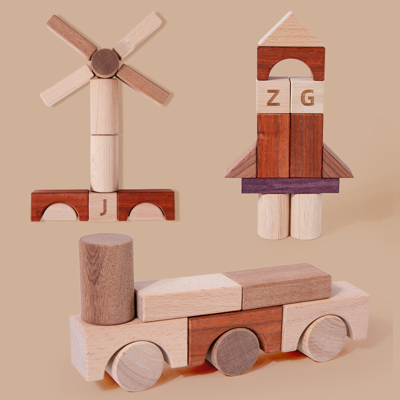 Bloques de construcción de gran registro de partículas clásico bebé sin pintura Digital de los niños forma de carta cognitiva pila de juguete