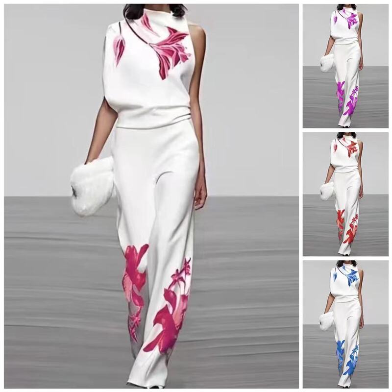 2026 Spring New Women's Fashion European and American High-Neck Fashion Printed Light Luxury High-End Elegant Set Women's Spring Outfit
