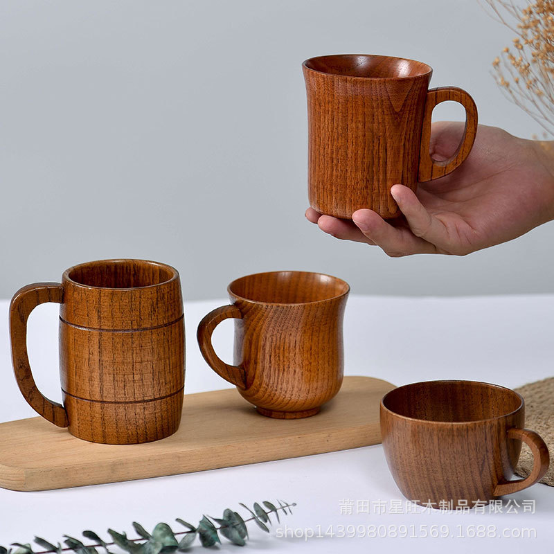 榛宝木品 木质大水杯 复古创意木杯 大容量杯子现货量大优惠