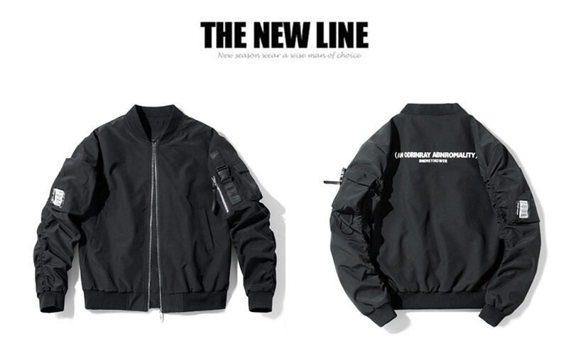 Monochrome Herren-Outdoor-Herbstjacke in europäischen Größen, Softshell-Jacke mit Stehkragen, Sport-Baseballjacke, Fliegerjacke der US-Luftwaffe_voghion.com