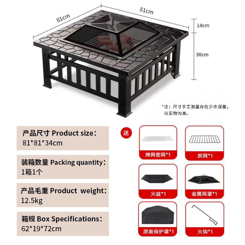 Parrilla de barbacoa al aire libre parrilla de barbacoa hogar horno de leña horno de calefacción patio horno de cocina horno de cocina de té conjunto mesa de fuego de carbón
