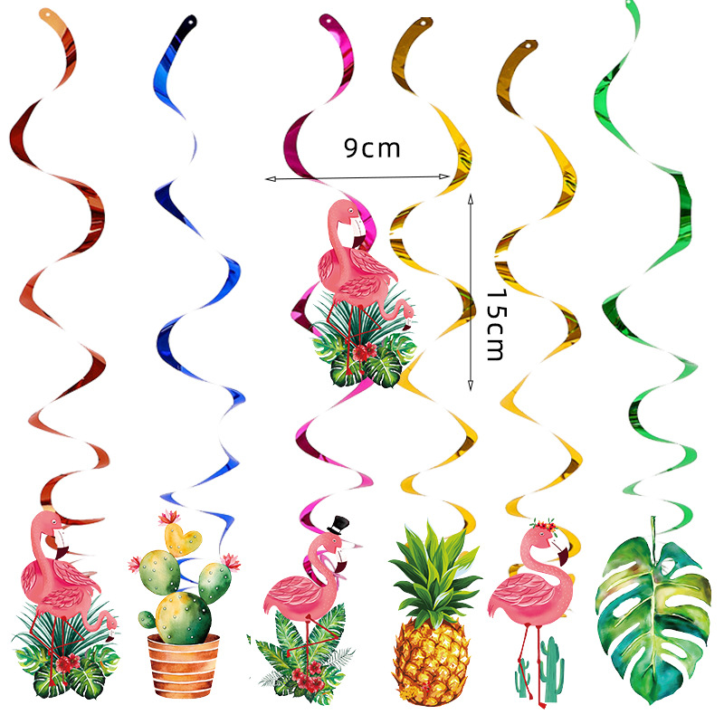 Verano tema hawaiano flamenco piña fiesta vajilla desechable bandeja de papel taza de papel bandera suministros de mantel