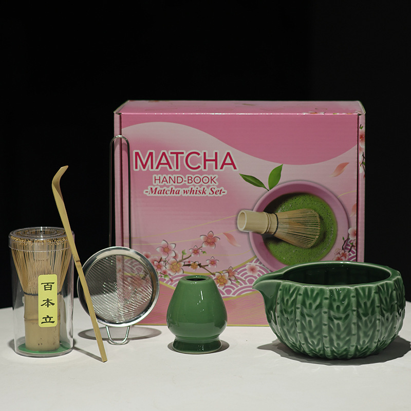 日式带嘴抹茶碗创意奶酪陶瓷打抹茶用具套装茶筅立点茶碗茶道配件|undefined