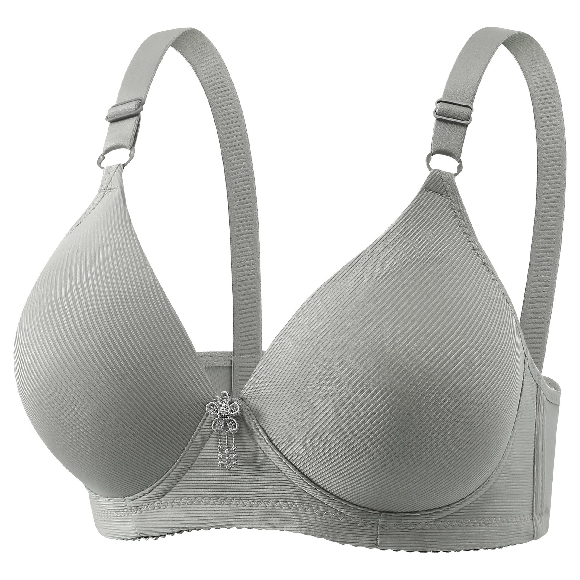 Breathable comfortable underwear, thin supporting wireless bra, bra top, plus size, for middle age