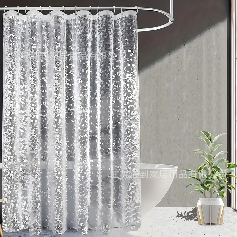 Cross-border solid color 3D texture shower curtain waterproof mildew-proof bathroom non-perforated toilet partition curtain Cross-border solid color 3D texture shower curtain waterproof mildew-proof bathroom non-perforated toilet partition curtain