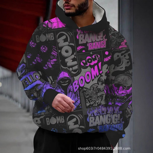 Hot-selling men's colorful clown-themed 3D digital-print hoodies—direct from the source factory, available in Europe and the U.S.