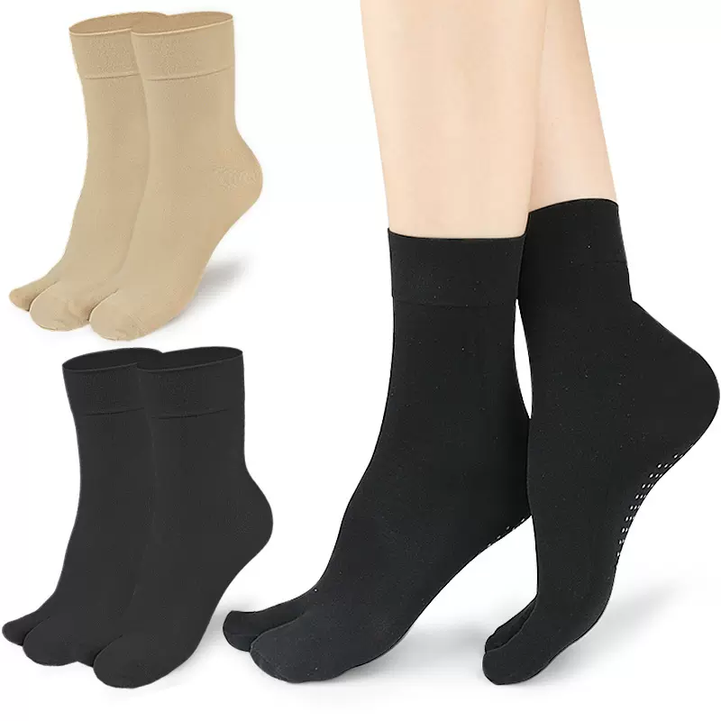 秋夏季男女弹力二指袜夹趾人字拖足底点胶防滑轻薄透气分趾袜