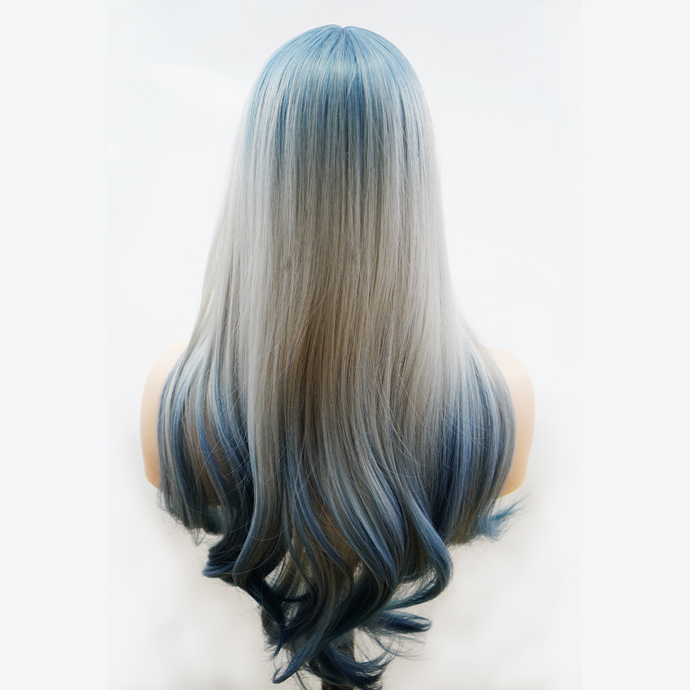 Venta al por mayor peluca de fibra química transfronteriza cubierta de cabeza completa para mujer color degradado pelo largo y rizado aire flequillo completo cubierta de peluca de pelo artificial_voghion.com