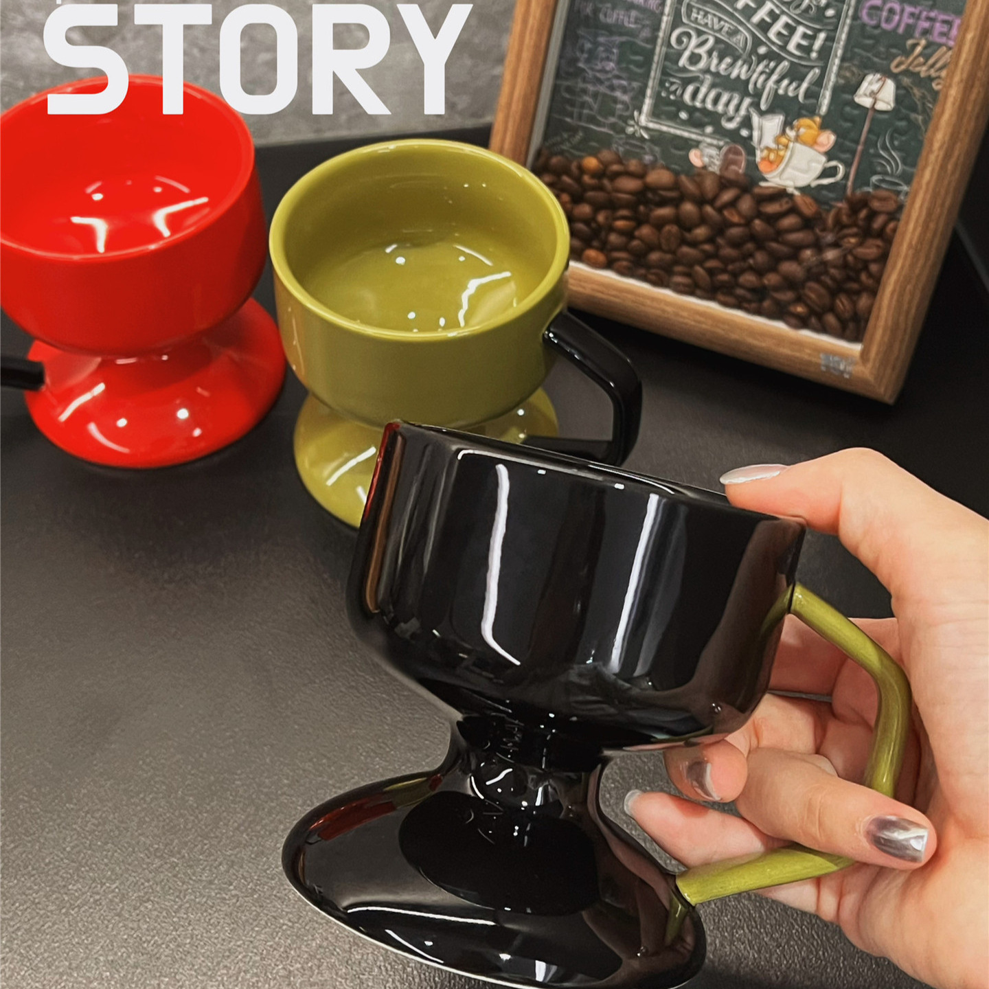 Artístico taza de cerámica para niñas 2024 nuevo diseño taza de café de oficina taza de desayuno de agua potable doméstica