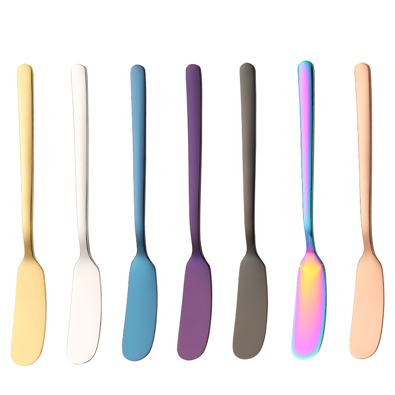 FUENTE fabricante de acero inoxidable 304 cuchillo de mantequilla espátula de crema de oro grueso pan mermelada cuchillo de mantequilla de queso