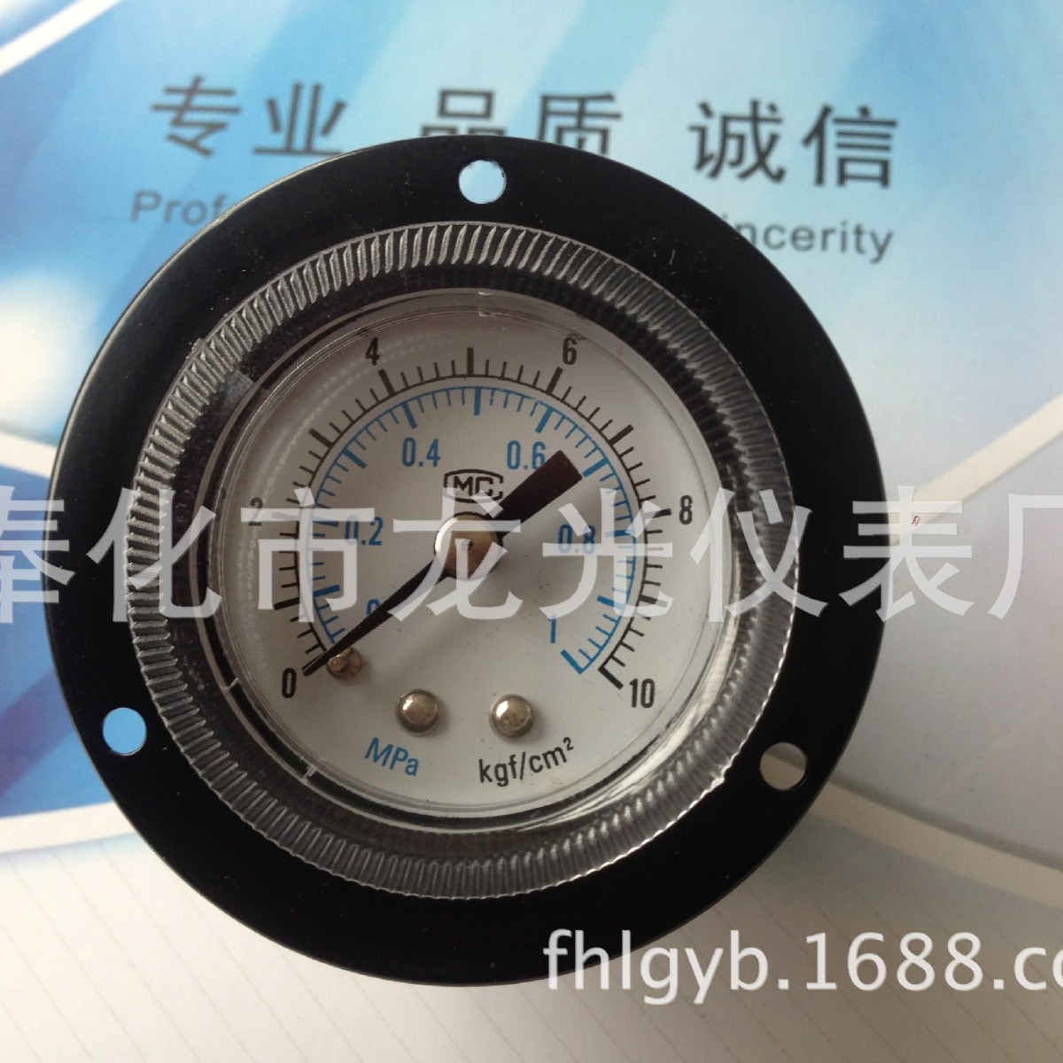 供应GF40黑色白色带边压力表带法兰压力表耐震高压防震精测