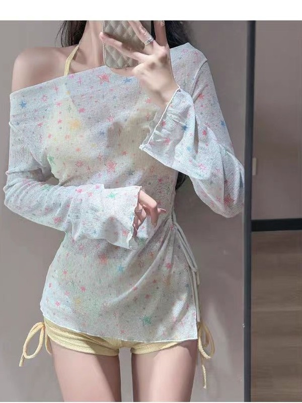 シーサイドドーパミンビキニスプリットスリーピーススリム水着女性の純粋な欲望スタイルルーズカジュアル水着|undefined