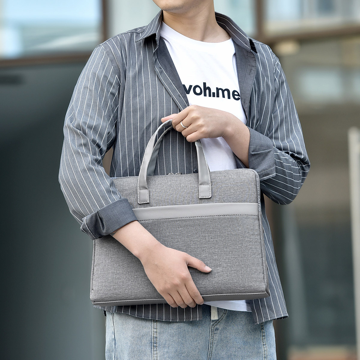 Bolsa de computadora portátil al por mayor, bolsa de conferencia simple de negocios, bolsa de archivo de gran capacidad, bolsa de información con cremallera, logotipo personalizado