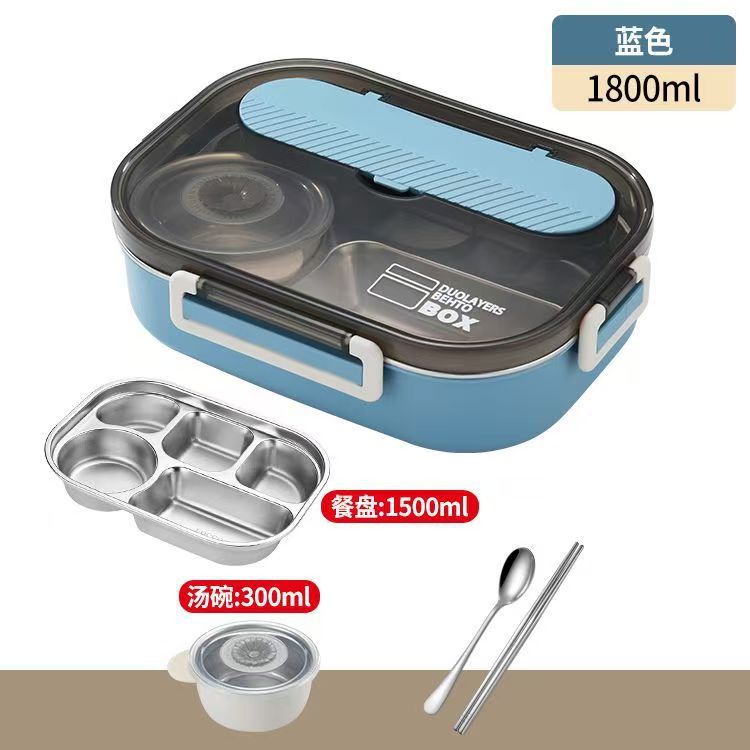 Caja de almuerzo de aislamiento sellado de estudiantes de oficina caja de almuerzo portátil de gran capacidad 304 acero inoxidable con tazón de sopa
