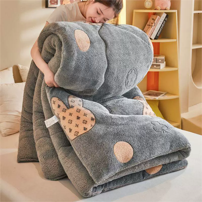 两面加绒雪花绒羊羔绒双面绒冬被被子被芯冬季双人床品一件代发暖