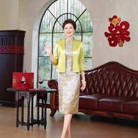 秋冬新款婚宴妈妈气质外套醋酸绸缎刺绣搭配旗袍婚礼喜庆上衣2510