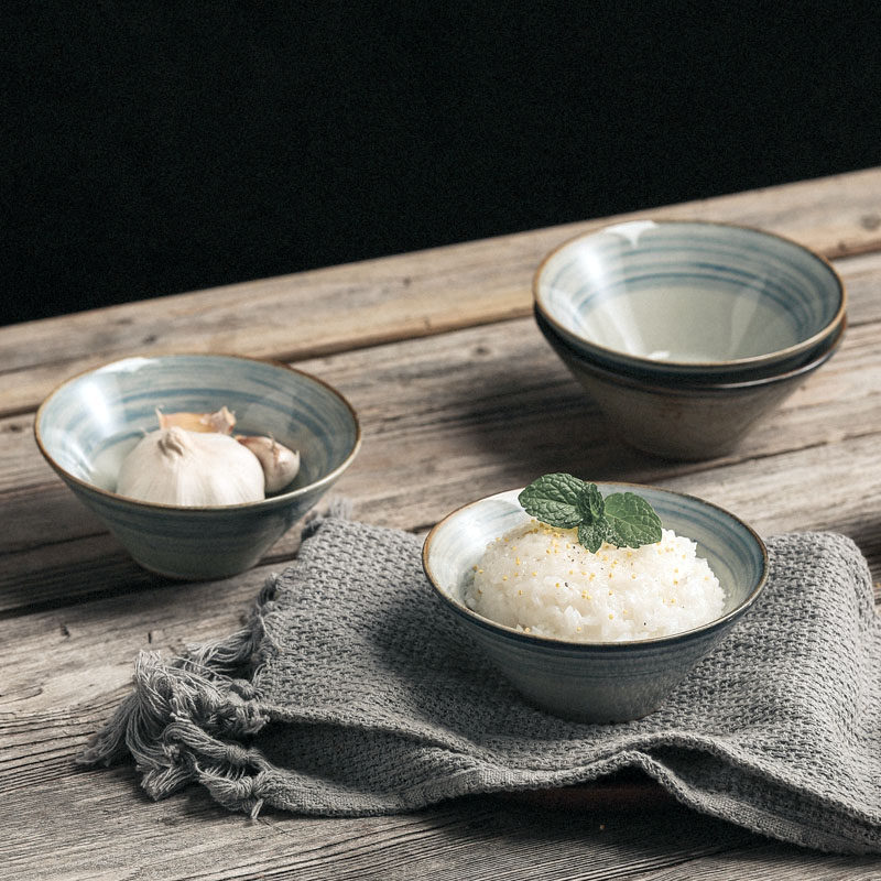 Jingdezhen Household Ceramic Bowl Small Trumpet-Shaped Bowl Rice Bowl Japanese-Style Tableware Retro Nostalgic Old-Fashioned Pω Jingdezhen Household Ceramic Bowl Small Trumpet-Shaped Bowl Rice Bowl Japanese-Style Tableware Retro Nostalgic Old-Fashioned Pω