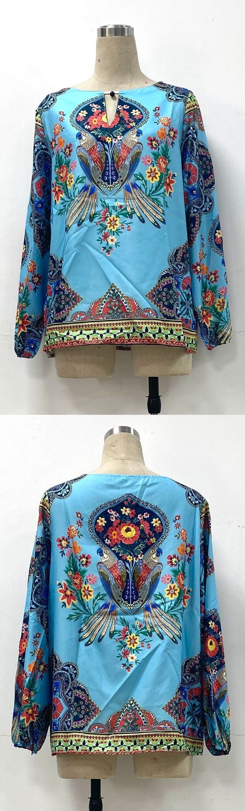 245g Weight Long Sleeve Sleeve Length Pullovers Placket Type Bishop Sleeve Sleeve Type Polyester, Chiffon Fabric Type Regular Top Length Blouse Tops Type Daily Occasion Round Neck Neckline Comfort Function Loose Fit Type Printing Pattern Summer, Spring, Autumn Season Women's Gender Printing Design Casual Style Wholesale Women's Casual Printing Long Sleeve Printing Blouses