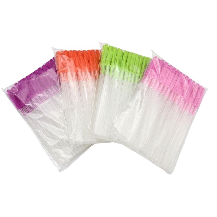 Wholesale 50 Pieces/Pack Disposable Transparent Silicone Eyelash Brushes, Tower-Shaped Eyelash Brushes, Makeup Brushes, Beauty Tools