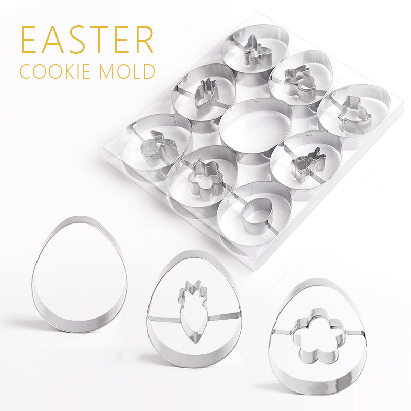 Juego de 9 moldes para galletas de Pascua con diseño de conejito de Amazon, moldes para hornear galletas con dibujos animados
