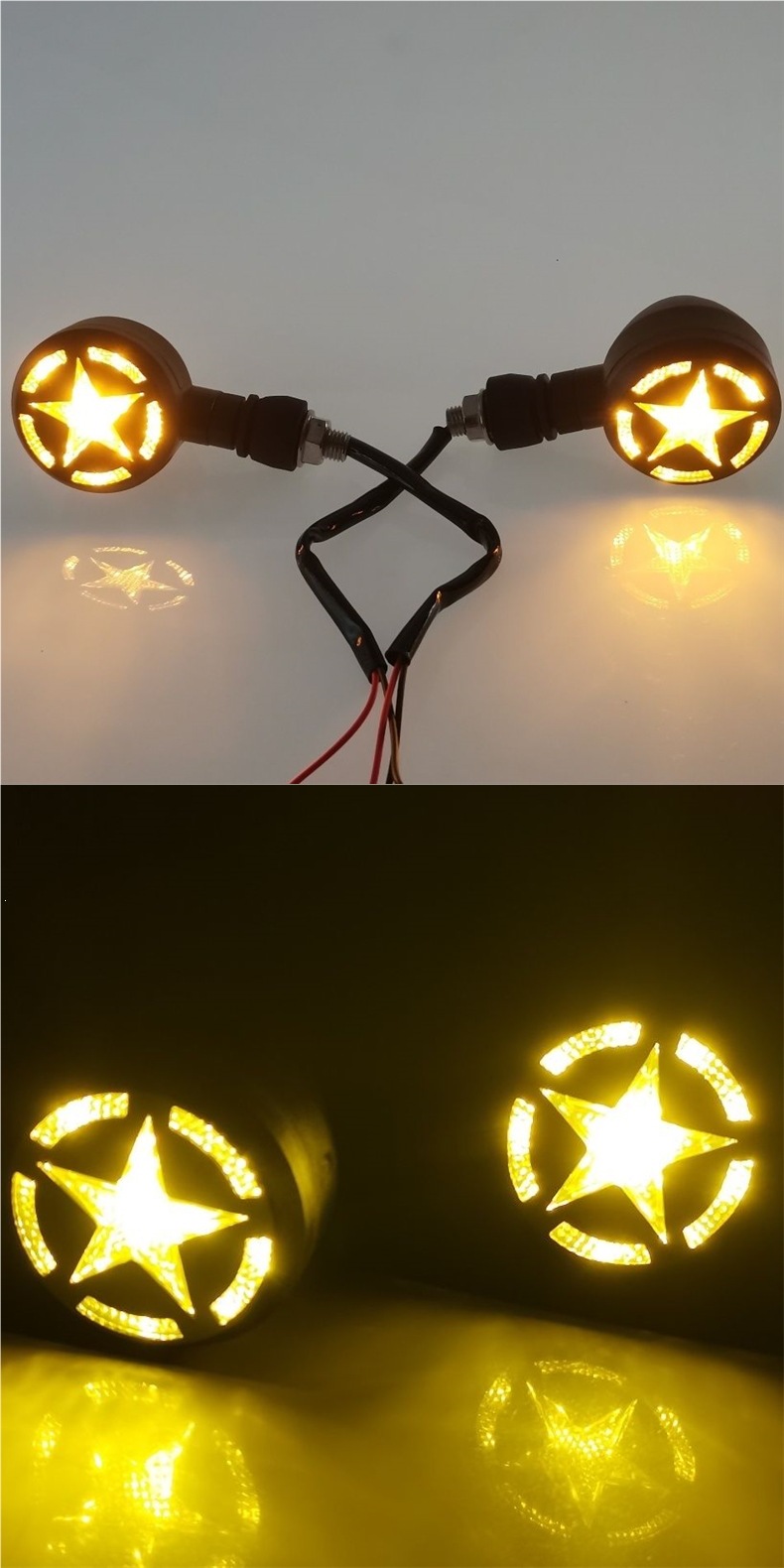 A pair of LED turn signals, 12V universal, retro-style, for motorcycle and electric scooter modification, with free shipping