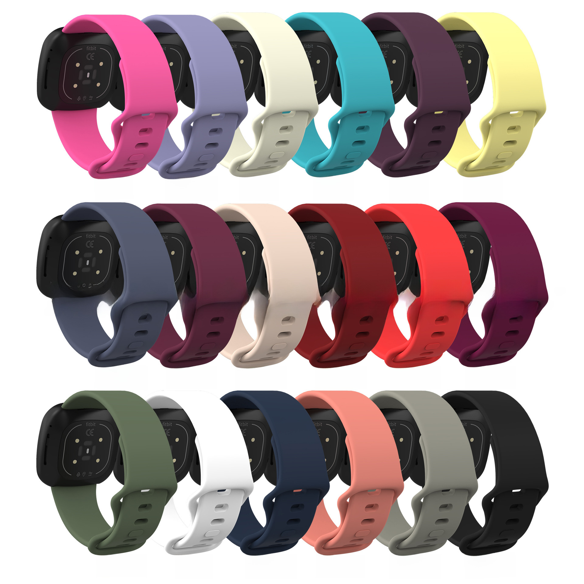 適用Fitbit versa4/3硅膠錶帶fitbit sense2官方同款TPU替換腕帶