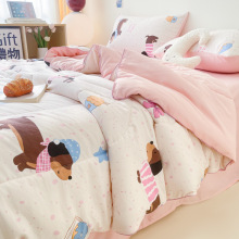 新款水洗棉糯小棉夏凉被四件套四季被春秋被单人学生双人被子被芯