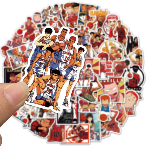 50 Non-Repeat Japanese Sports Comics Slam Dunk Stickers Removable Suitcase Stickers Car Laptop Stickers