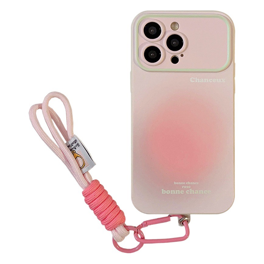 Funda para Teléfono iPhone 17, Apple 15, 13 Pro Max, 16, 12, con Degradado Rosa Femenino, con Cordón, Estilo Nicho, Suave