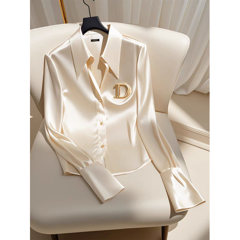 Inspired Satin Shirt – Premium Acetate Blouse With Draped Silhouette (XS-3XL, White, Office-to-Cocktail Essential)_ecoleips.com