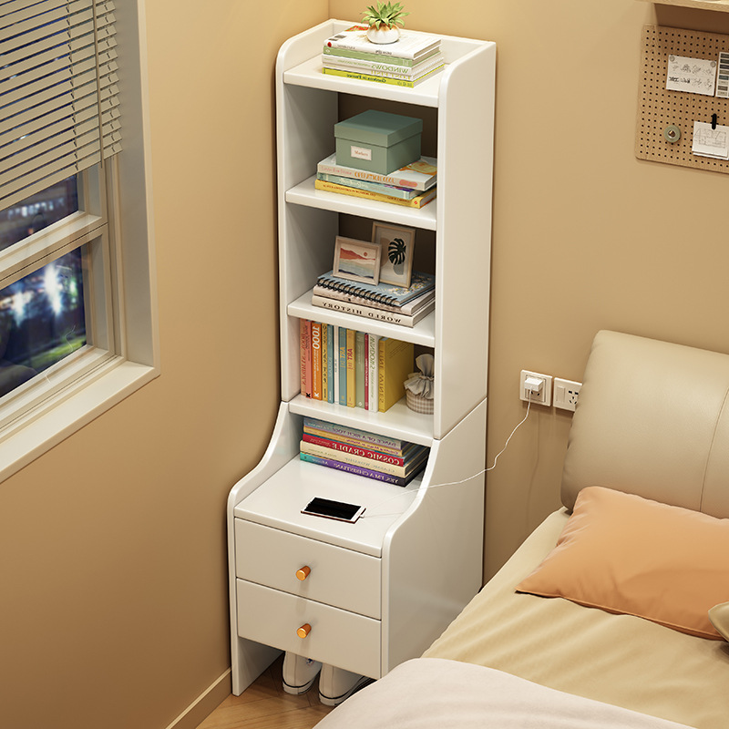 Tabernita de madera maciza moderna y simple estante de almacenamiento integrado armario doméstico pequeño estante de almacenamiento junto a la cama