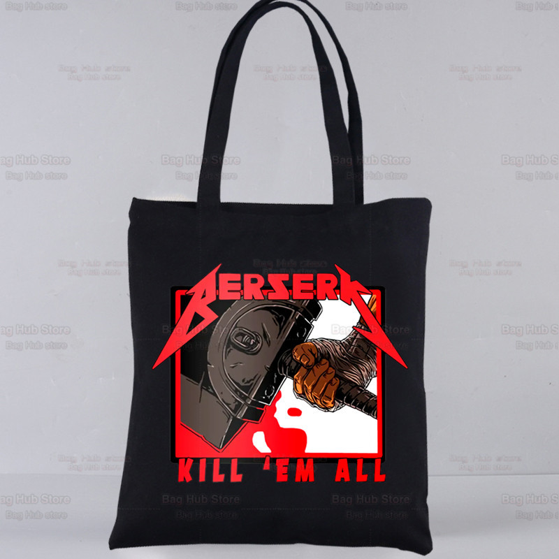 Berserk agallas espada estilo leyenda impreso bolsa de lona Harajuku bolso de hombro de moda bolsa de compras portátil AliExpress