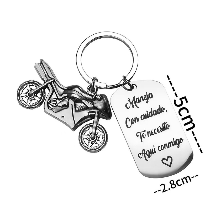 European and American Cross-Border Stainless Steel Keychain Engraved Motorcycle Accessories Mother's Day Father's Day Graduation Season Christmas Gift